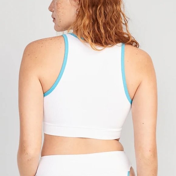 Ribbed Zip-Front Longline Bikini Swim Top NWT - Picture 2 of 11